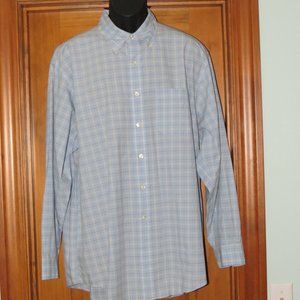 Brooks Bros Men's Blue Plaid Button Down Cotton Shirt Size Large 16½-35/36